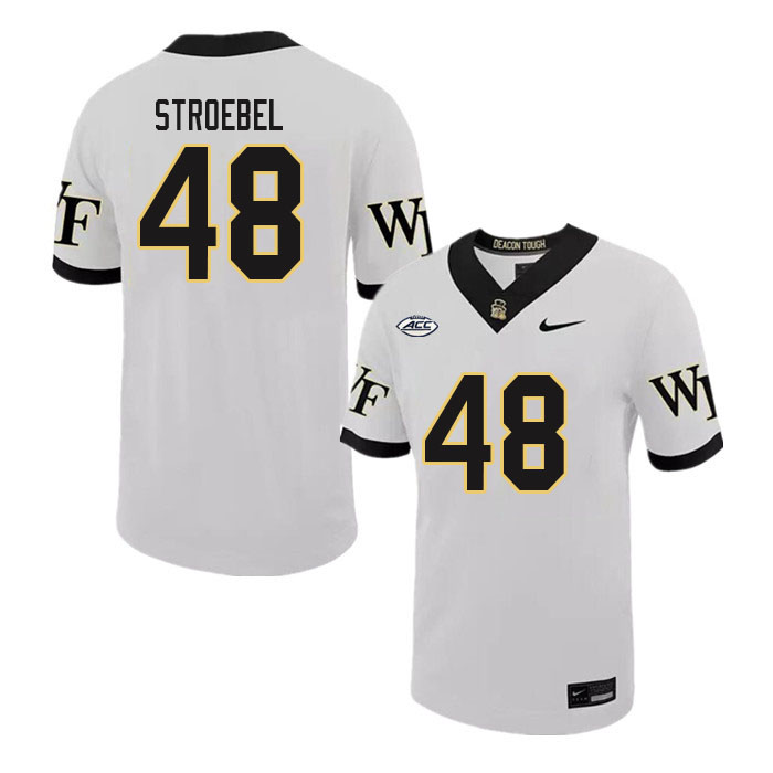 Men-Youth #48 Wesley Stroebel Wake Forest Demon Deacons 2023 College Football Jerseys Stitched-White